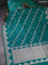 Banarasi semi katan saree teal green with silver & gold zari weaves and zari woven border