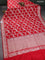 Banarasi semi katan saree red with allover zari weaves and zari woven border