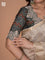 Beige Raw Silk readymade saree with readymade ajrakh printed blouse