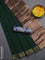 Bengal soft cotton saree green and blue with plain body and zari woven border