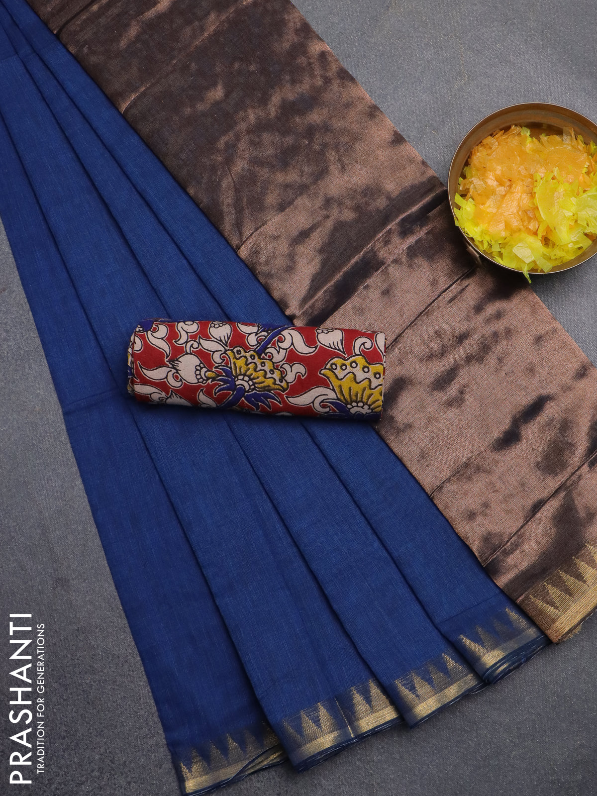 Bengal soft cotton saree peacock blue and maroon with plain body and zari woven border