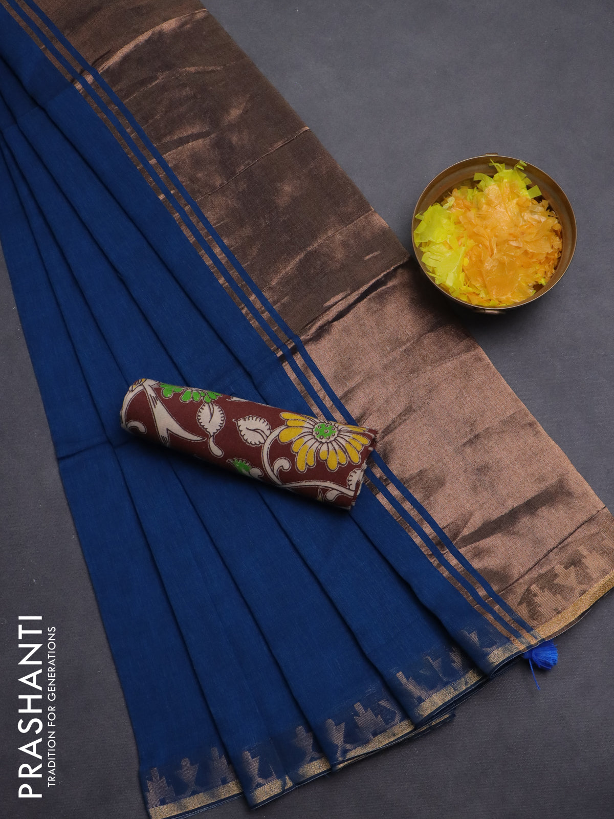 Bengal soft cotton saree cs blue and maroon with plain body and zari woven border