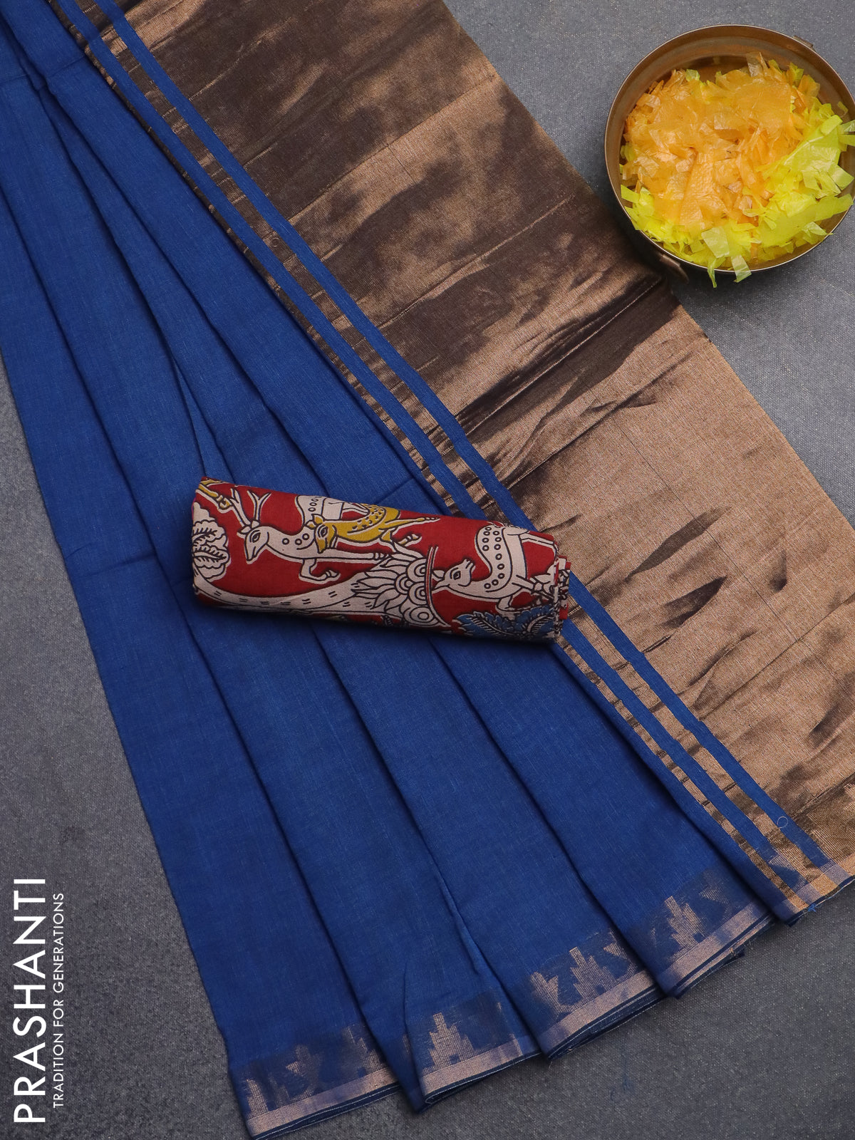 Bengal soft cotton saree cs blue and maroon with plain body and zari woven border
