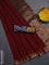 Bengal soft cotton saree maroon and blue with plain body and zari woven border