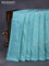 Banarasi katan silk saree teal blue with zari woven buttas in borderless style