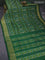 Pochampally silk saree green with allover ikat weaves and ikat woven zari border