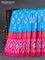 Pochampally silk saree blue and pink with allover ikat buttas and long zari woven ikat border