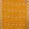 Batik cotton saree yellow with allover sequin work & batik butta prints and printed lace work border