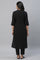 Black Printed Cotton Blend Straight Kurta and Trouser Set