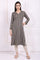 Beige Geometric A-Line Acrylic Winter Kurta