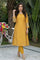 Mustard Embroidered A-Line Rayon Kurta