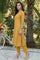Mustard Embroidered A-Line Rayon Kurta