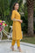 Mustard Embroidered A-Line Rayon Kurta