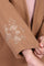 Camel Brown Embroidered Straight Woven Coat
