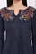 Navy Blue Embroidered Straight Acrylic Tunic