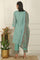 Blue Ari Embroidered Panelled Kurta, Straight Pants and Dupatta Set