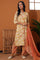 Beige Floral Printed Pure Cotton Straight Kurta, Pants and Dupatta Set