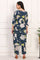Navy Blue Floral Printed Straight Pure Cotton Kurta and Straight Pants Co-ord Set