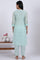 Blue Embroidered Lace Pure Cotton Straight Kurta & Straight Pant Set