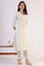 White Embroidered Lace Straight Pure Cotton Kurta & Straight Pant With Dupatta Set