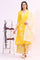Mango Yellow Floral Printed Shantung A-line Kurta, Printed Parallel Pants and Dupatta Set