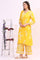Mango Yellow Floral Printed Shantung A-line Kurta, Printed Parallel Pants and Dupatta Set