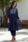 Navy Blue Embroidered Yoke Pure Cotton Kurta and Pants Co-ord Set