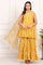 Mango Yellow Floral Printed Embroidered Neck Flared Kurta, Sharara and Dupatta Set