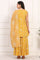 Mango Yellow Floral Printed Embroidered Neck Flared Kurta, Sharara and Dupatta Set