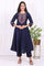 Navy Blue Embroidered Straight Kurta and Pants Co-ord Set