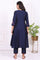 Navy Blue Embroidered Straight Kurta and Pants Co-ord Set