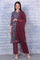 Blue Printed Modal Straight Kurta, Pants and Dupatta Set