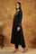 Black Solid Rayon Blend Straight Kurta with Straight Pant and Shawl Set