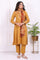 Mustard Floral Embroidered Straight Kurta with Straight Pant and Dupatta Set