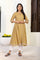 Mustard Floral Printed Rayon A-Line Kurta with Straight Pant