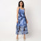Abstract Print Flared A-Line Ruffle Detail Dress