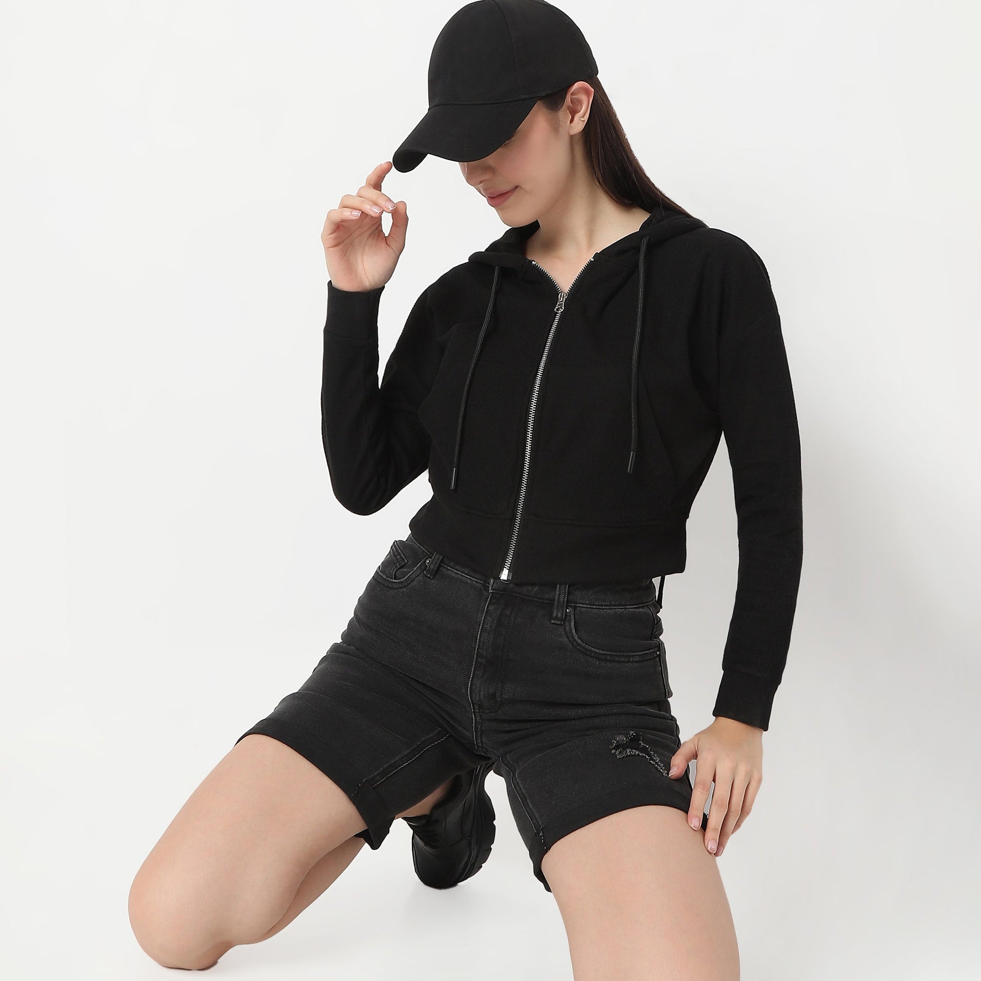 Comfort Fit Full Sleeve Hoodie Pattern With Full Sleeve Crop Sweatshirt