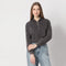 Boxy Fit  Cropped Sweat Tee With Quarter Zipper Opening At Neck