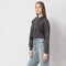 Boxy Fit  Cropped Sweat Tee With Quarter Zipper Opening At Neck