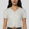 V-Neck Top With Front Button Opening And Side Ruching