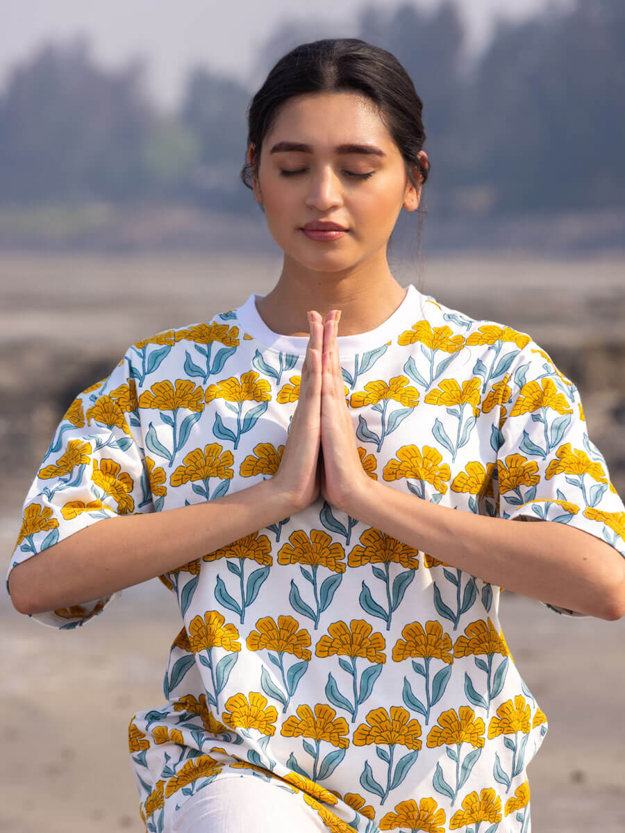 Yog Hand Block Printed Comfort Fit T-shirt