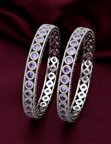 Designer Zircon Rhodhium Plated Bangles ZBGL10952