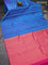 Pure kanjivaram silk saree cs blue and pink with silver & copper zari weaves in borderless style