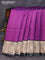 Chappa saree purple and cream with plain body and madhubani printed border