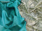 Chappa saree teal blue and cream with plain body and madhubani printed border