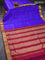 10 yards silk saree royal blue and maroon with plain body and zari woven border