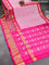 Pochampally silk saree dark magenta pink off white and pink with allover ikat weaves and zari woven border