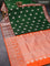 Venkatagiri silk saree green and orange with silver zari woven buttas and long rich zari woven border