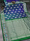 Venkatagiri silk saree dual shade of bluish green and green with silver zari woven buttas and silver zari woven floral paithani border