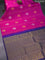 Pure kanjivaram silk saree pink and navy blue with allover silver & gold zari weaves in borderless style & borderless style